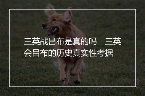 三英战吕布是真的吗 三英会吕布的历史真实性考据