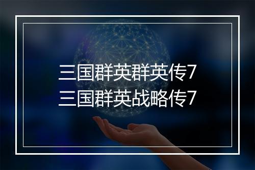 三国群英群英传7 三国群英战略传7