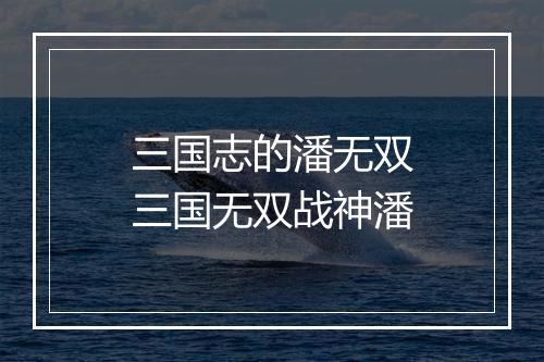 三国志的潘无双 三国无双战神潘