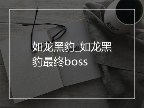 如龙黑豹_如龙黑豹最终boss
